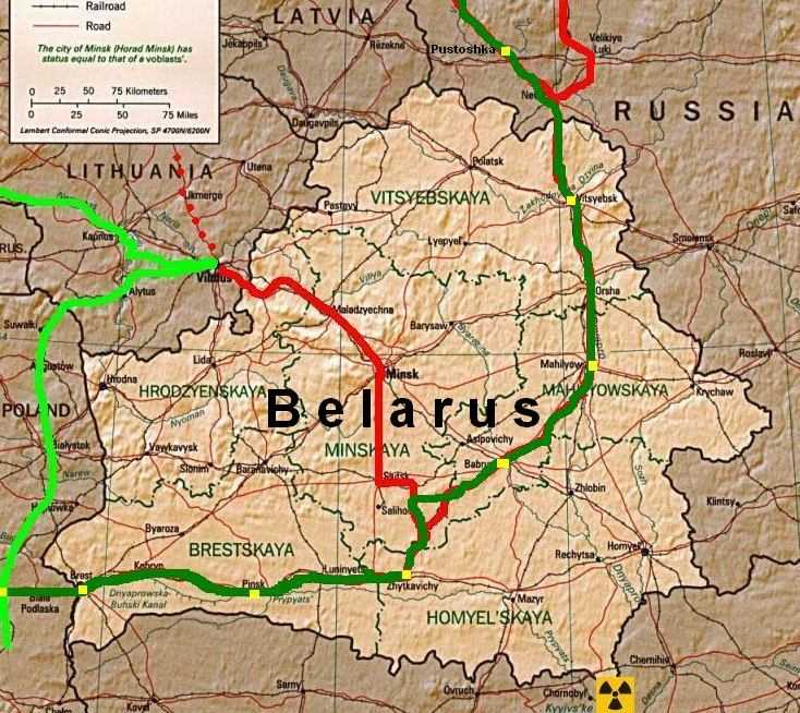 Routen-Karte Belarus