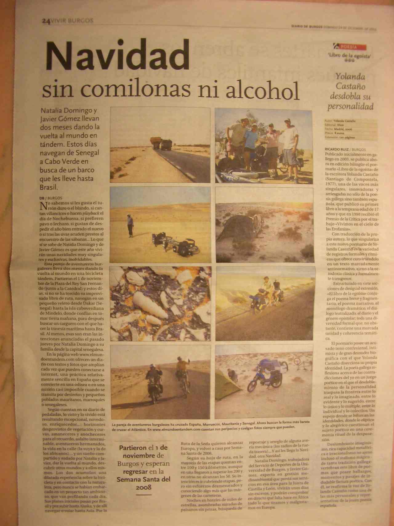 Diario de Burgos am 24.12.2006: 
Navidad sin comilonas ni alcohol