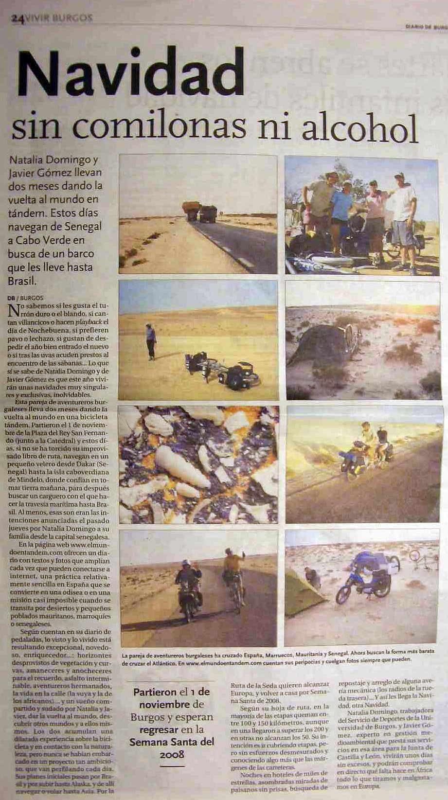Diario de Burgos am 24.12.2006: 
Navidad sin comilonas ni alcohol