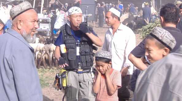 Dreharbeiten für Kite Runner beim Sonntagsmarkt in Kashgar