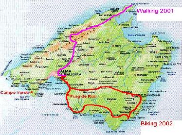 Routen-Karte: Walking & Biking auf Mallorca 2002