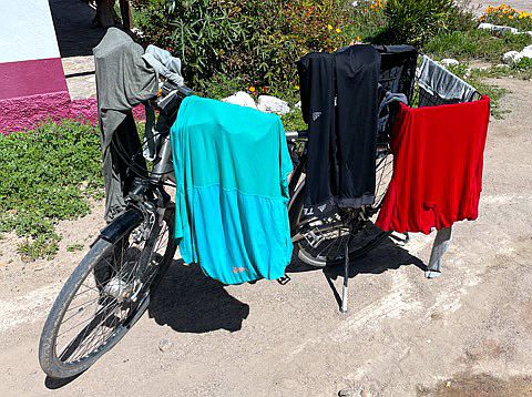 Fahrrad als Wäscheständer