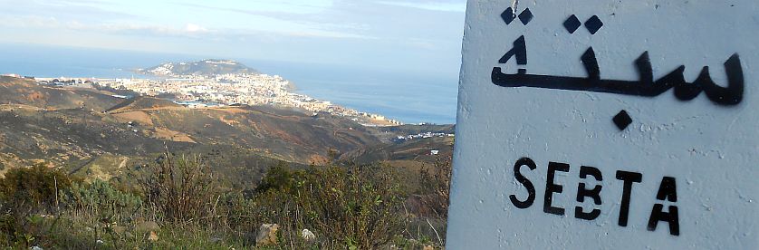 Kilometerstein 8 vor Ceuta, von den Marokkanern Sebta genannt