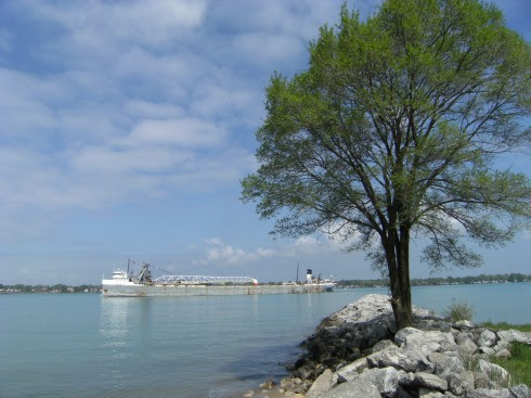 St. Clair River bei Walpole Island: Grenze USA/Kanada