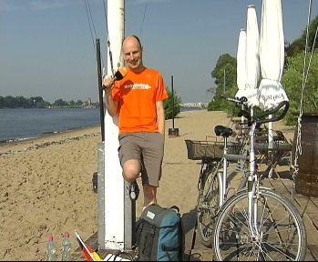 Christoph Gocke alias Chris on the Bike an der Strandperle, Hamburg