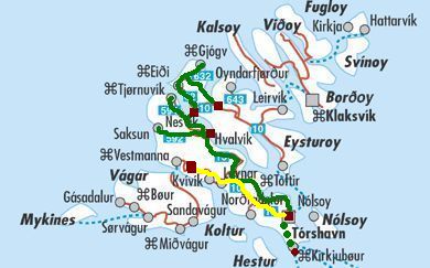 Routen-Karte Färöer
