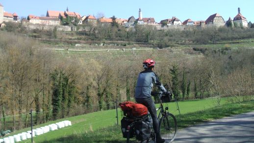 Chris on the Bike approaching Rothenburg ob der Tauber