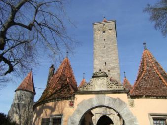 Burgtor vom Burggarten aus gesehen, Rothenburg ob der Tauber
