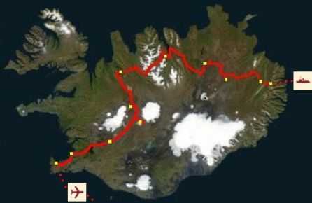 Routen-Karte Island
