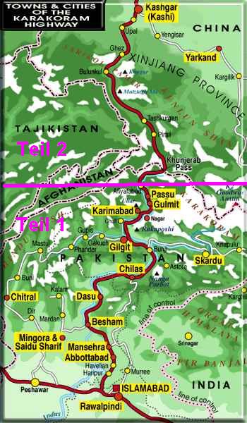Routen-Karte Karakorum-Highway