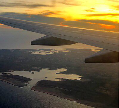 Anflug auf Curacao in der Abendsonne