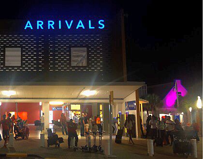 Curaçao International Airport, Arrivals Hall at night