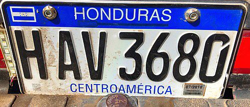Auto-Nummernschild in Honduras