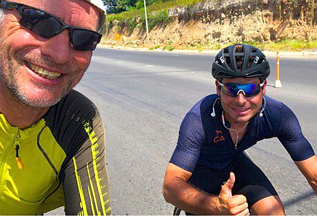 Chris on the Bike alias Christoph Gocke mit Radprofi Wolfgang Brandl in El Salvador
