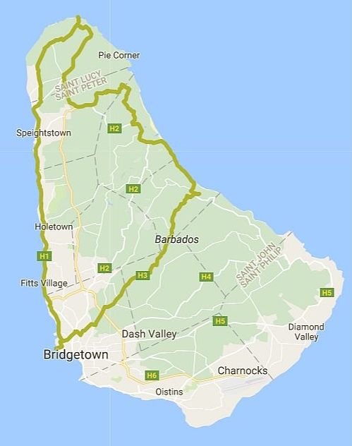 Route auf Barbados