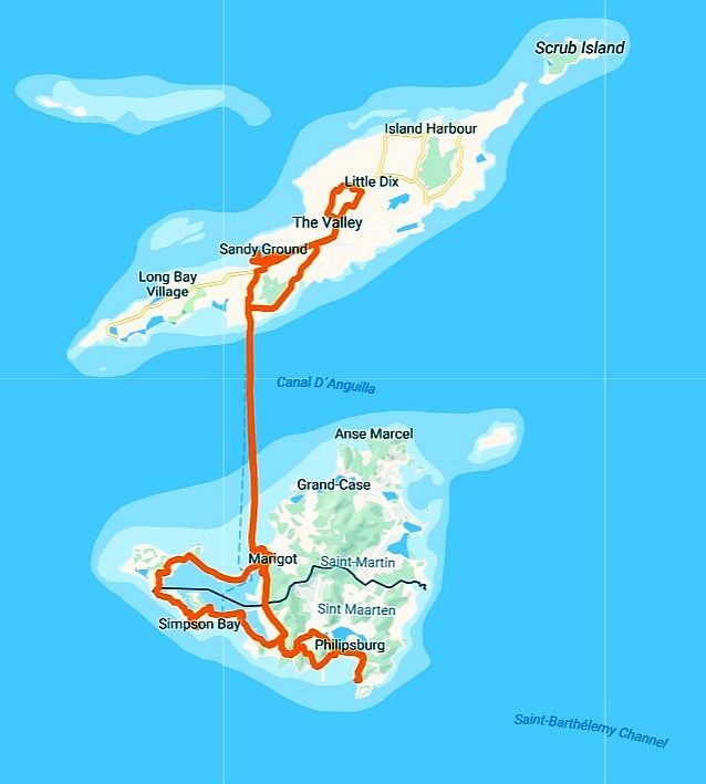 Route auf St. Martin und Anguilla