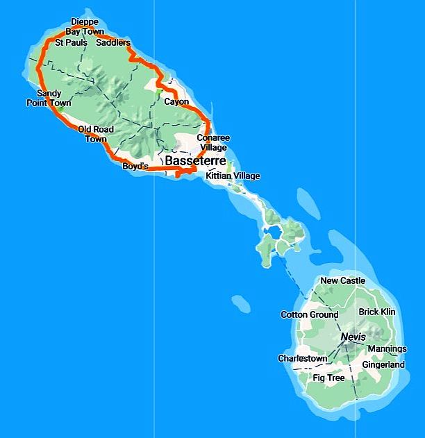 Route auf St. Kitts