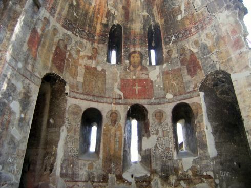 Fresken in der Apsis der Hauptkirche, Kloster Kobair (Kobayr; 10.-13. Jh.) beim Dorf Kober (Khober), Armenien