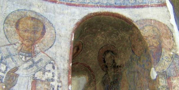 Fresken in der Apsis der Hauptkirche, Kloster Kobair (Kobayr; 10.-13. Jh.) beim Dorf Kober (Khober), Armenien