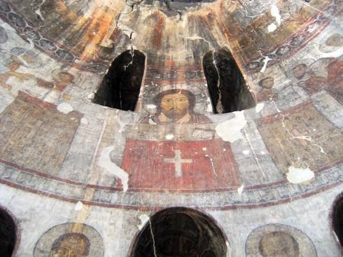 Fresken in der Apsis der Hauptkirche, Kloster Kobair (Kobayr; 10.-13. Jh.) beim Dorf Kober (Khober), Armenien