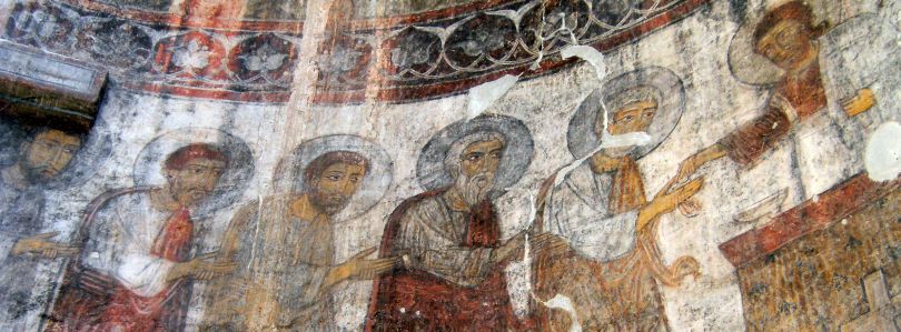 Fresken in der Apsis der Hauptkirche, Kloster Kobair (Kobayr; 10.-13. Jh.) beim Dorf Kober (Khober), Armenien