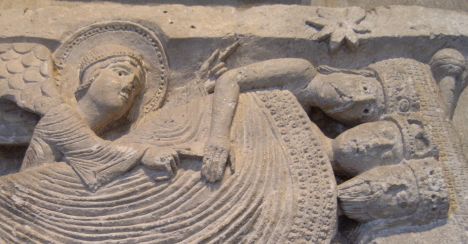 Gislebertus Meiserarbeit von Autun: Ein Engel weist den Magiern den Weg im Traum