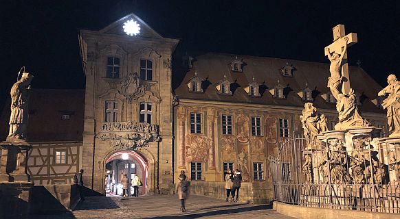 Bamberg: Obere Brücke bei Nacht