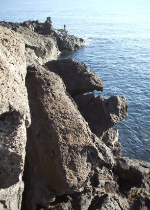 Ätna-Lava-Gesteins-Küste bei Catania, Sizilien, Italien