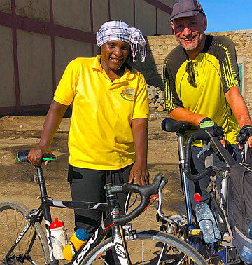 Cyclists in Naivasha: Joyce and Chris on the Bike