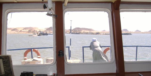 Anfahrt in den Hafen von Wadi Halfa, Sudan