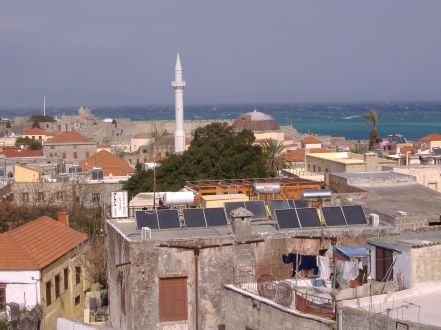 Blick auf die Altstadt mit Ibrahim-Pascha-Moschee (1531), Rhodos