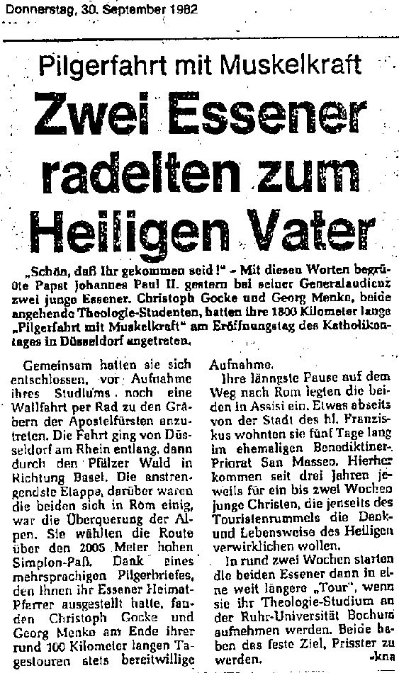Ruhr-Nachrichten (RN), 30. September 1982