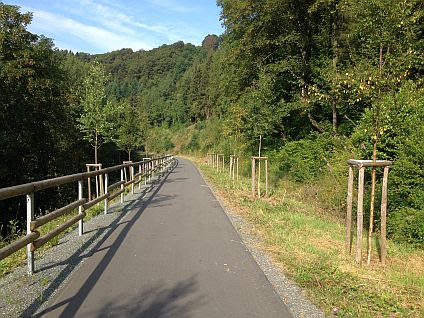 Abfahrt auf dem Bahn-Radweg zwischen Winterberg und Hallenberg
