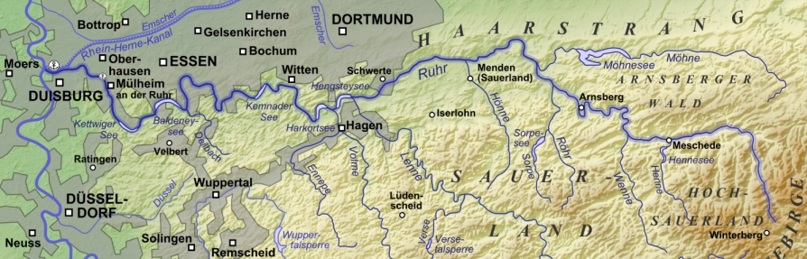 Routen-Karte 24 Stunden Ruhr: Quelle - Mündung
